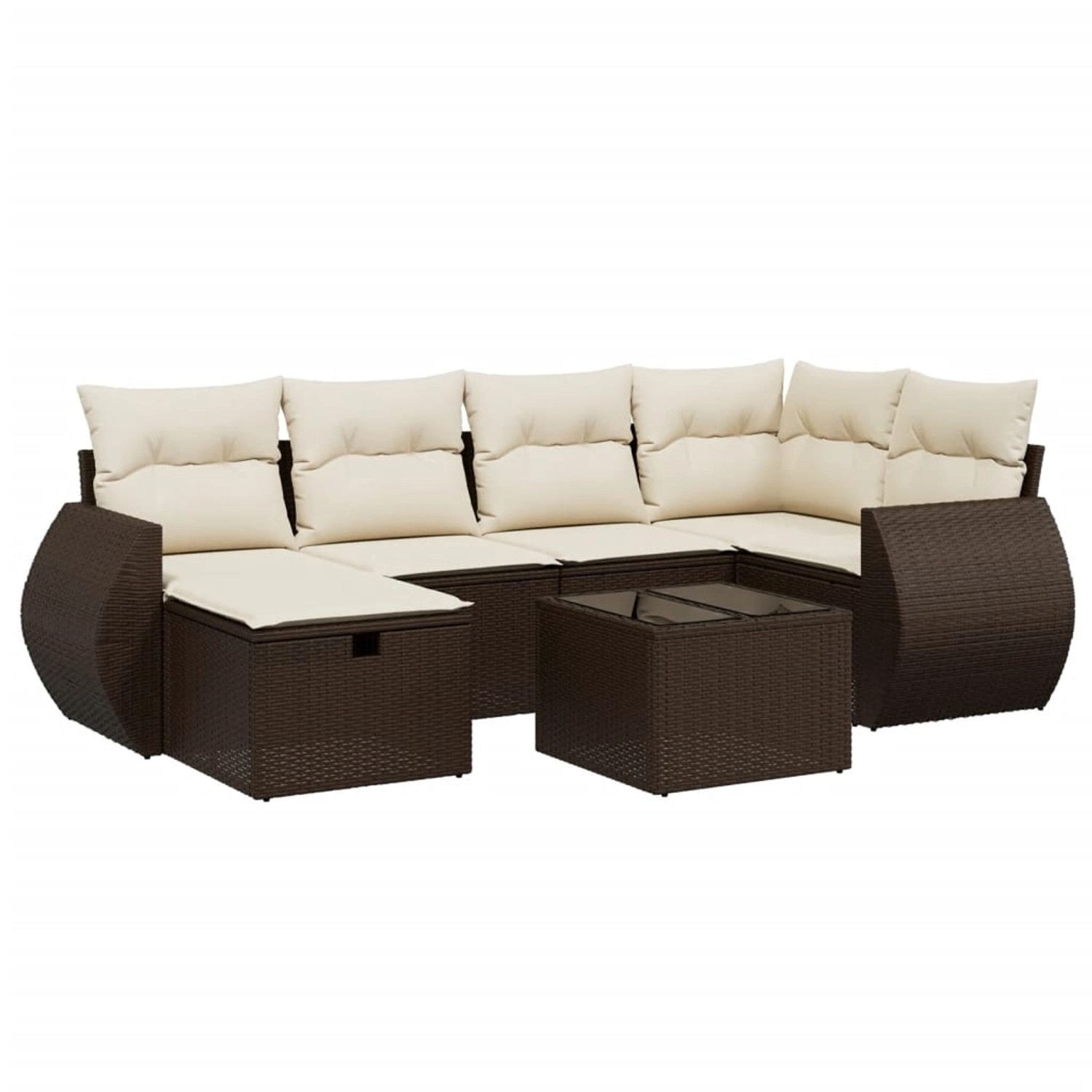 vidaXL 7-Tlg Garten-Sofagarnitur mit Kissen Braun Poly Rattan 3264119 günstig online kaufen