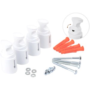 Ximax Badheizkörper Zubehör: 4 Chrom Kunststoffhalterungen, Dübel und Schrauben für Heizungs-Installation.