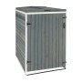 Grau-weiße Proregal XL Mülltonnenbox aus Holz für 1-2 Tonnen, mit Tür und Deckel.