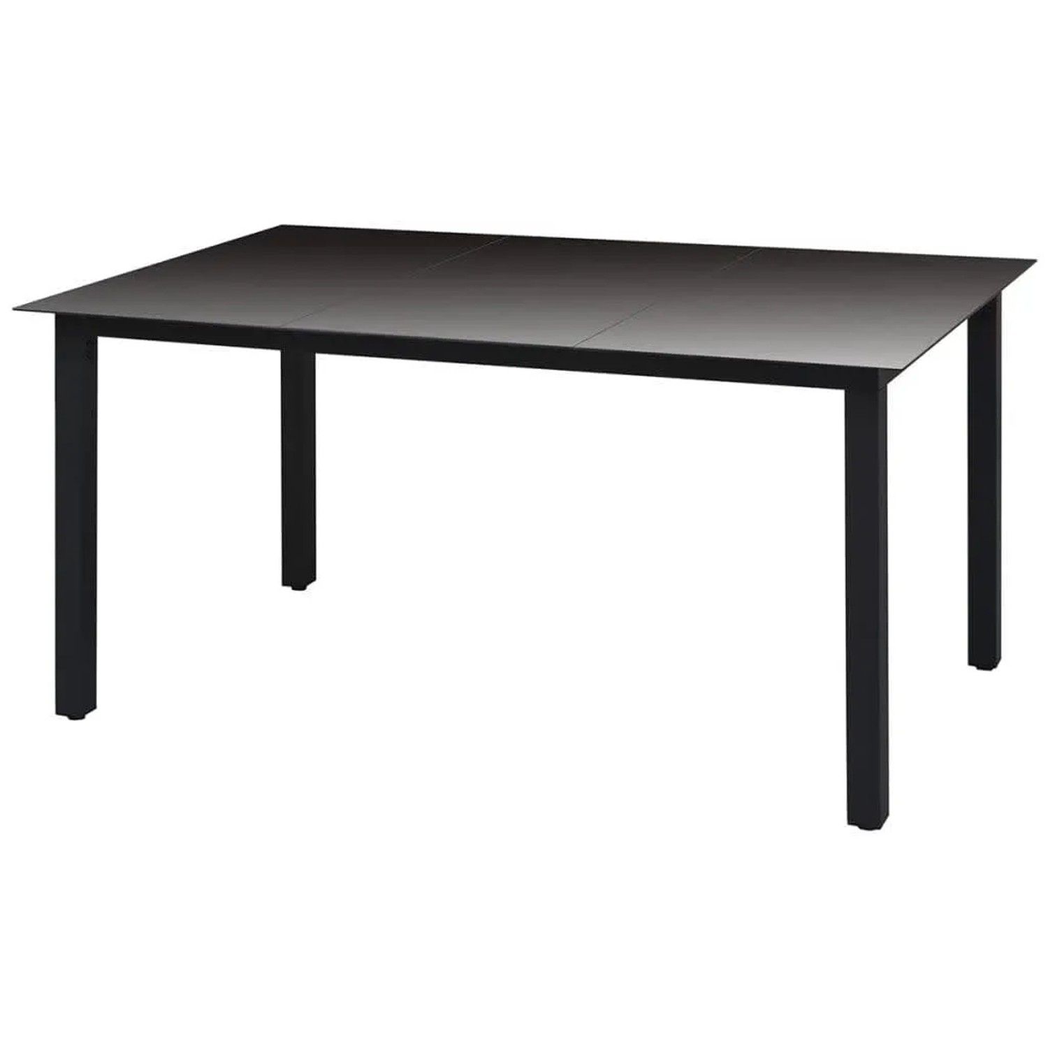vidaXL Gartentisch der 5-tlg. Essgruppe, Glasplatte, schwarzes Gestell.