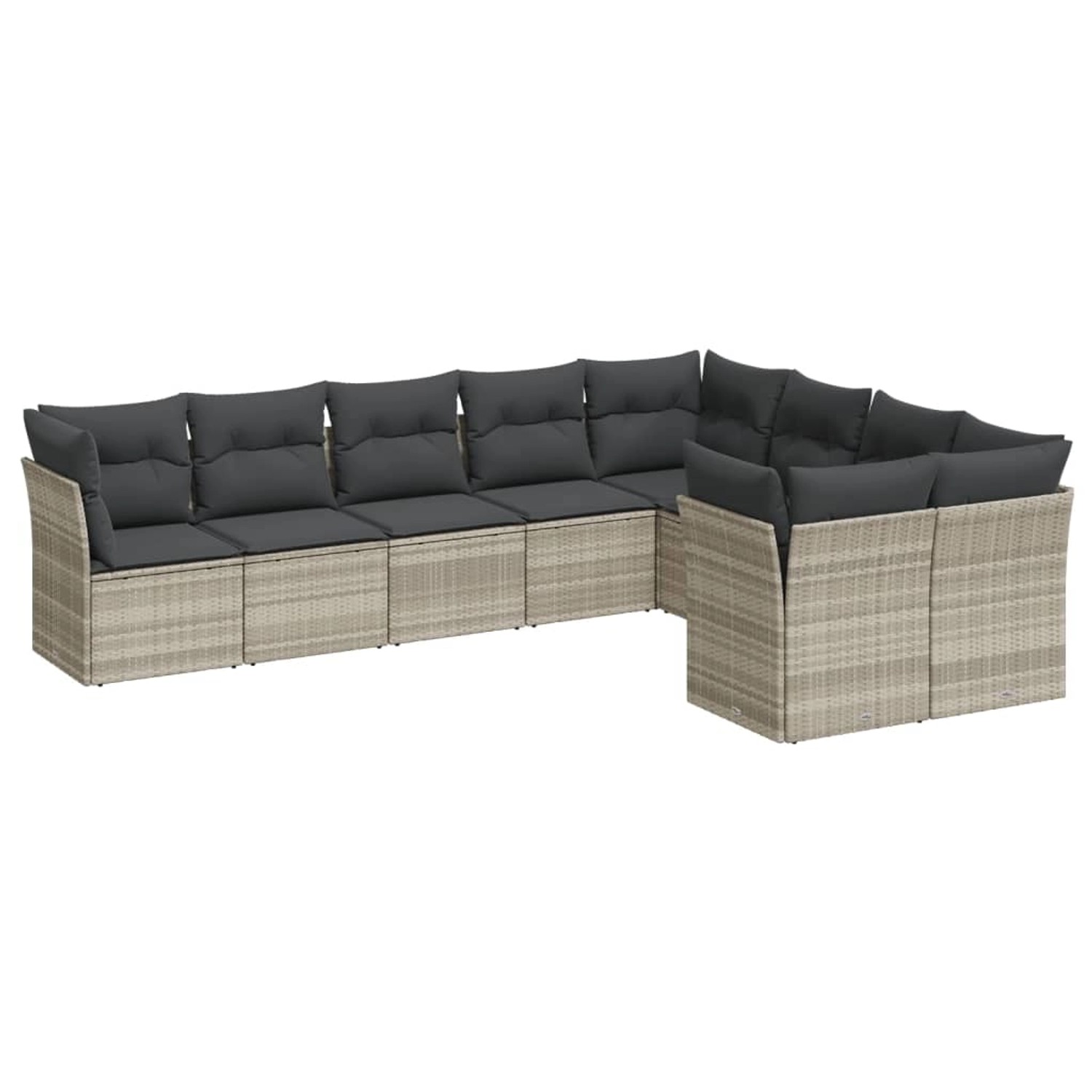 vidaXL 9-Tlg Garten-Sofagarnitur mit Kissen Hellgrau Poly Rattan 3218172 günstig online kaufen