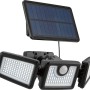 Solar-LED-Außenstrahler mit Bewegungssensor, 7W, 800lm, schwarzer Kunststoff, mit Solarpanel.