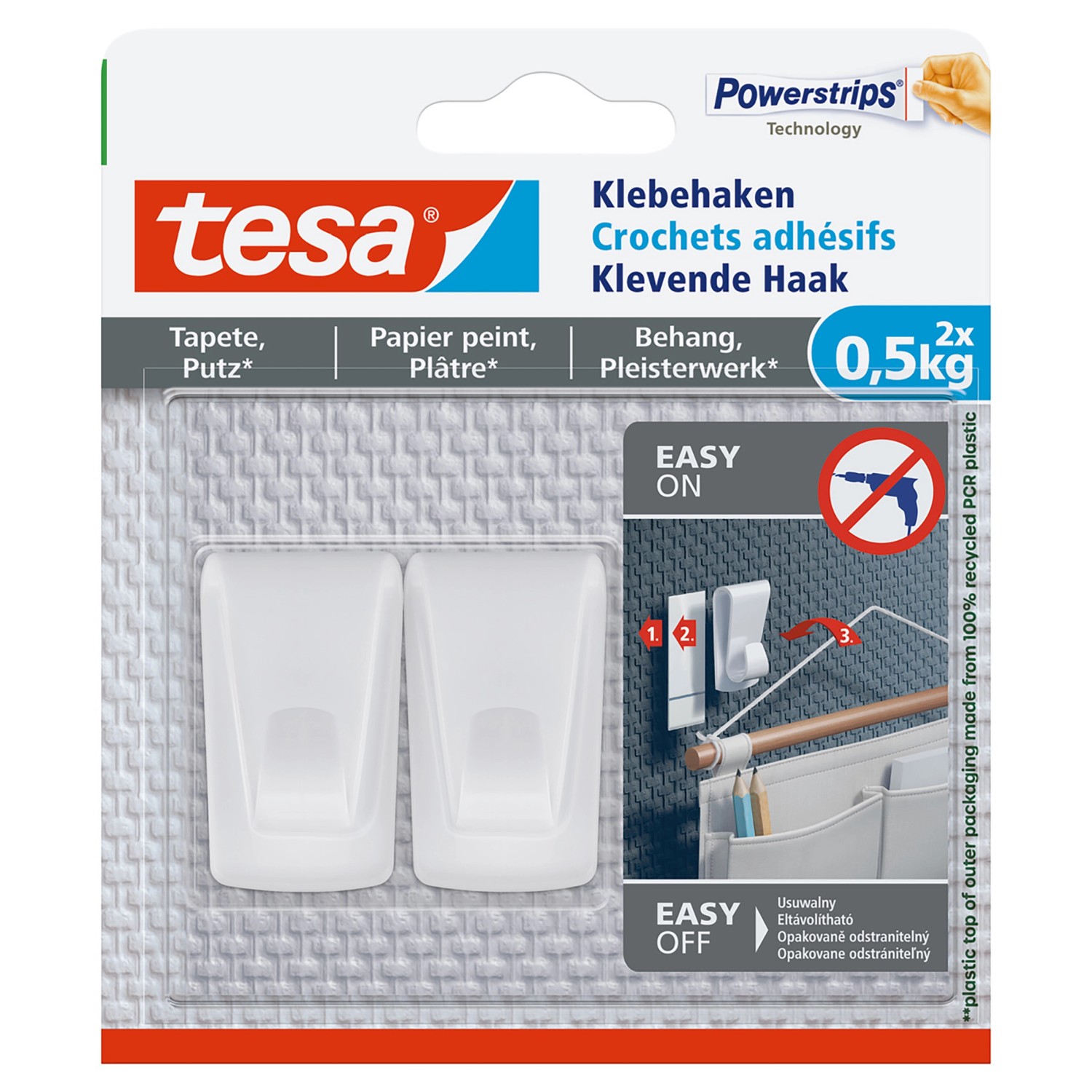 Tesa Klebehaken für Tapeten & Putz 2 x 0,5 kg Weiß günstig online kaufen