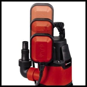 Einhell GC-SP 2275 Klarwasserpumpe, rot/schwarz, mit Schwimmerschalter und Tragegriff.