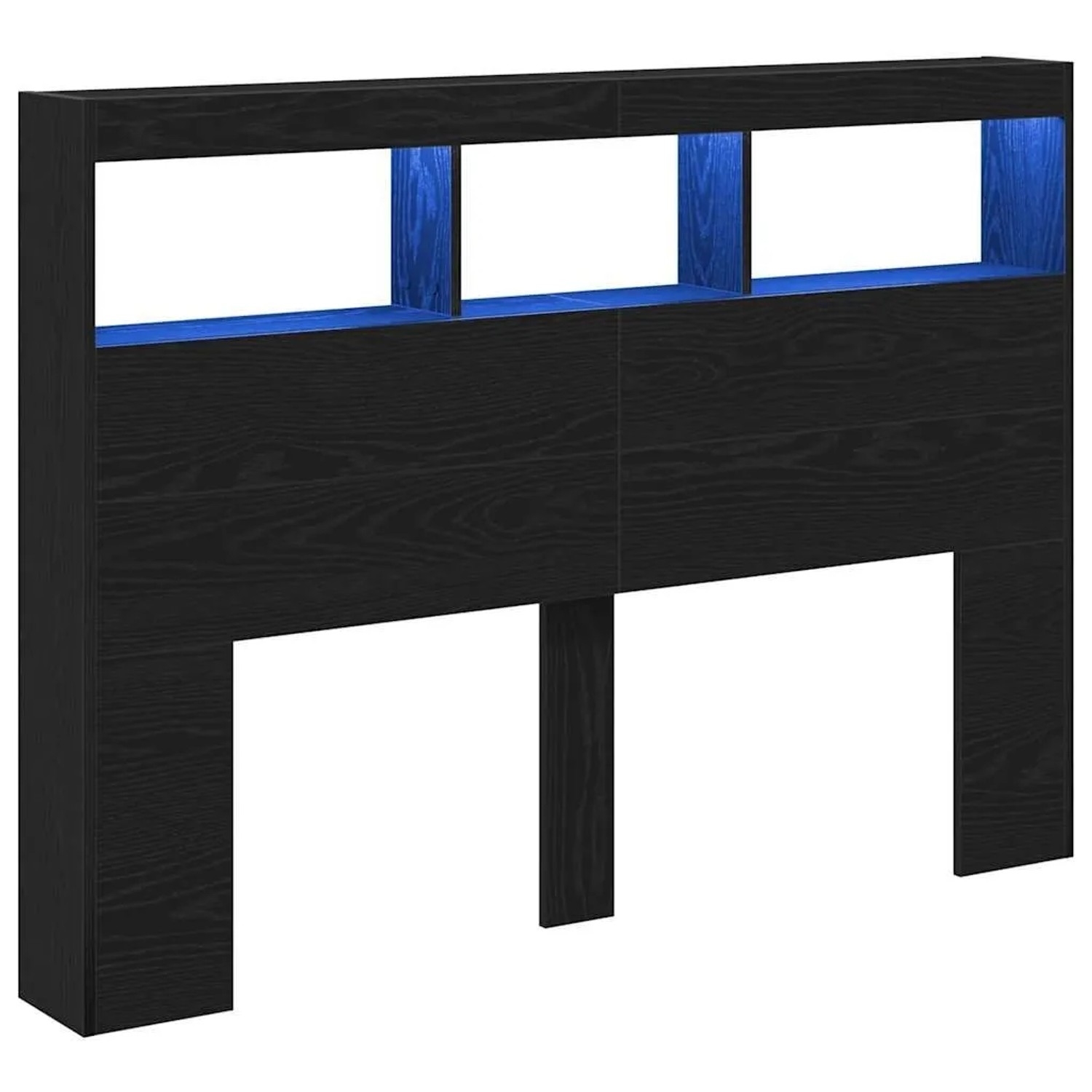 vidaXL LED-Kopfteil mit Ablagen Schwarz Eichen-Optik 140x17x102 cm 863130