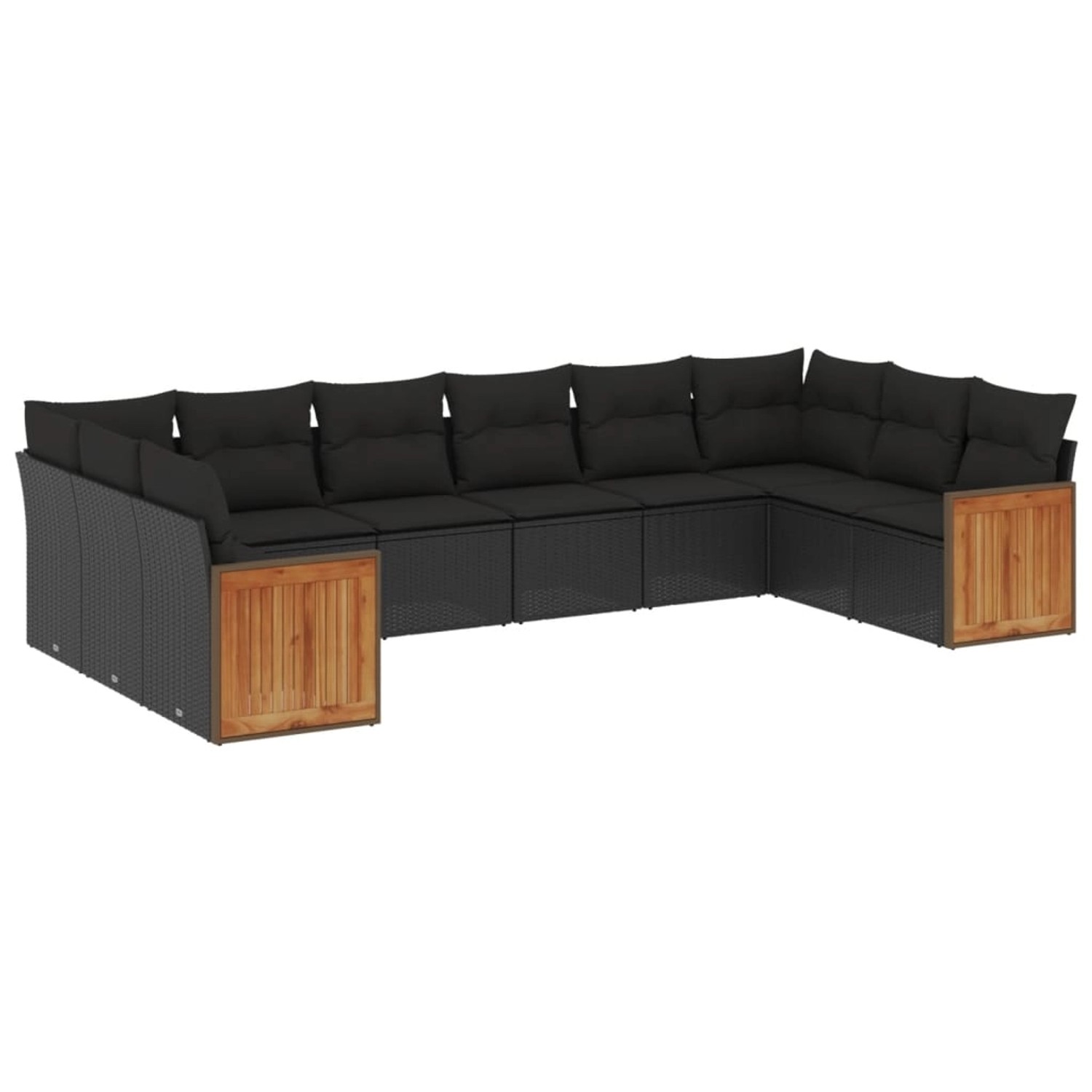 vidaXL 10-Tlg Garten-Sofagarnitur mit Kissen Schwarz Poly Rattan 3228001 günstig online kaufen