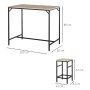 HOMCOM 5-teiliges Bartisch-Set: Eichefarbener Tisch (100x60x88 cm) und Hocker (32x32x57 cm) mit schwarzem Metallgestell, industrieller Stil.