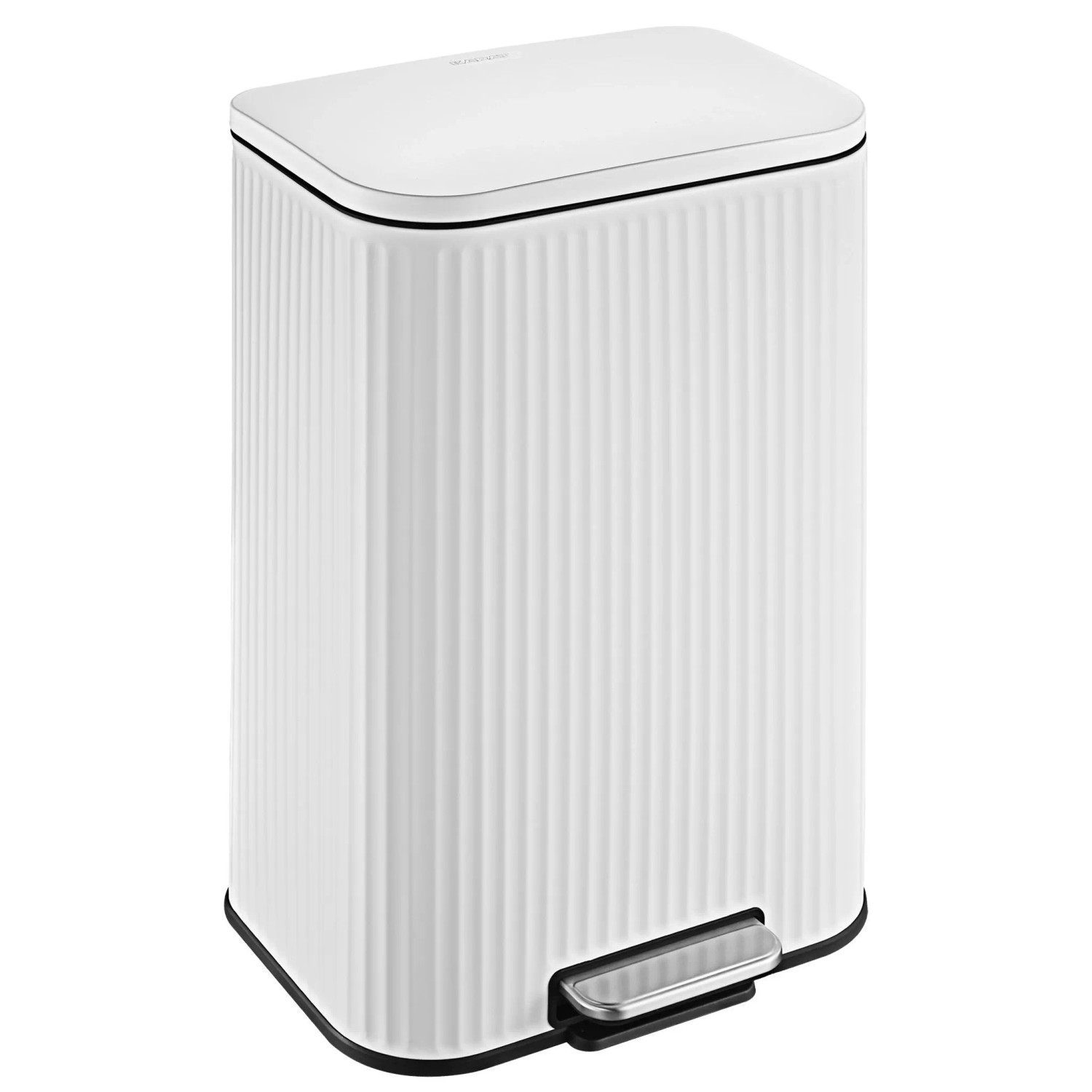 Floordirekt Mülleimer Miles Abfalleimer Treteimer Herausnehmbar Soft-Close Weiß 50 L