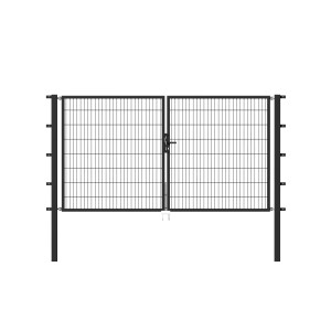 Anthrazitfarbenes Metallzaun Doppeltor mit Doppelstabmatte, 80x200 cm, zum Einbetonieren.