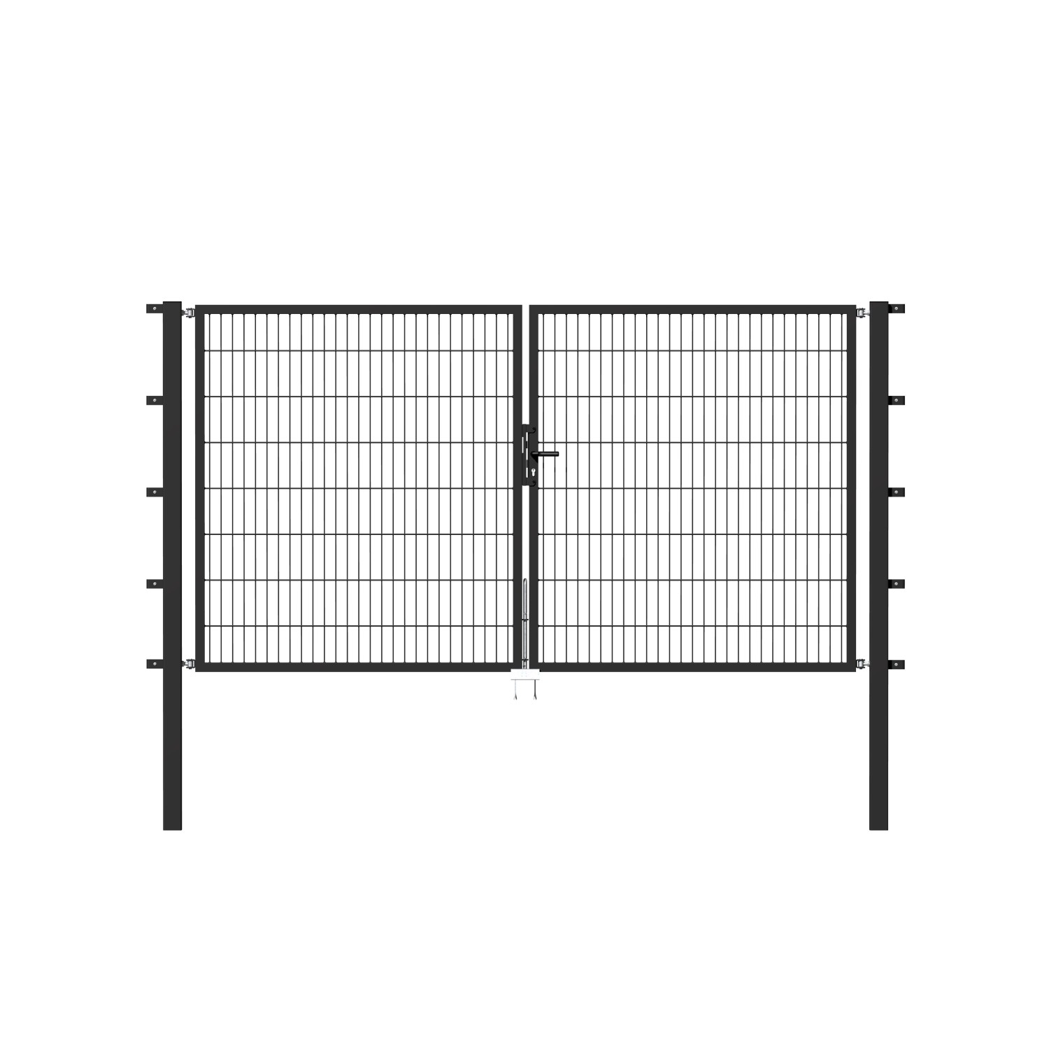 Metallzaun Doppeltor für Doppelstabmatte Anthrazit z. Einbeton. 140 cm x 250 cm