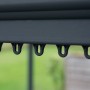 Detailaufnahme: Anthrazitfarbener Palram Canopia Milano Gartenpavillon mit Vorhangbefestigungsclips.