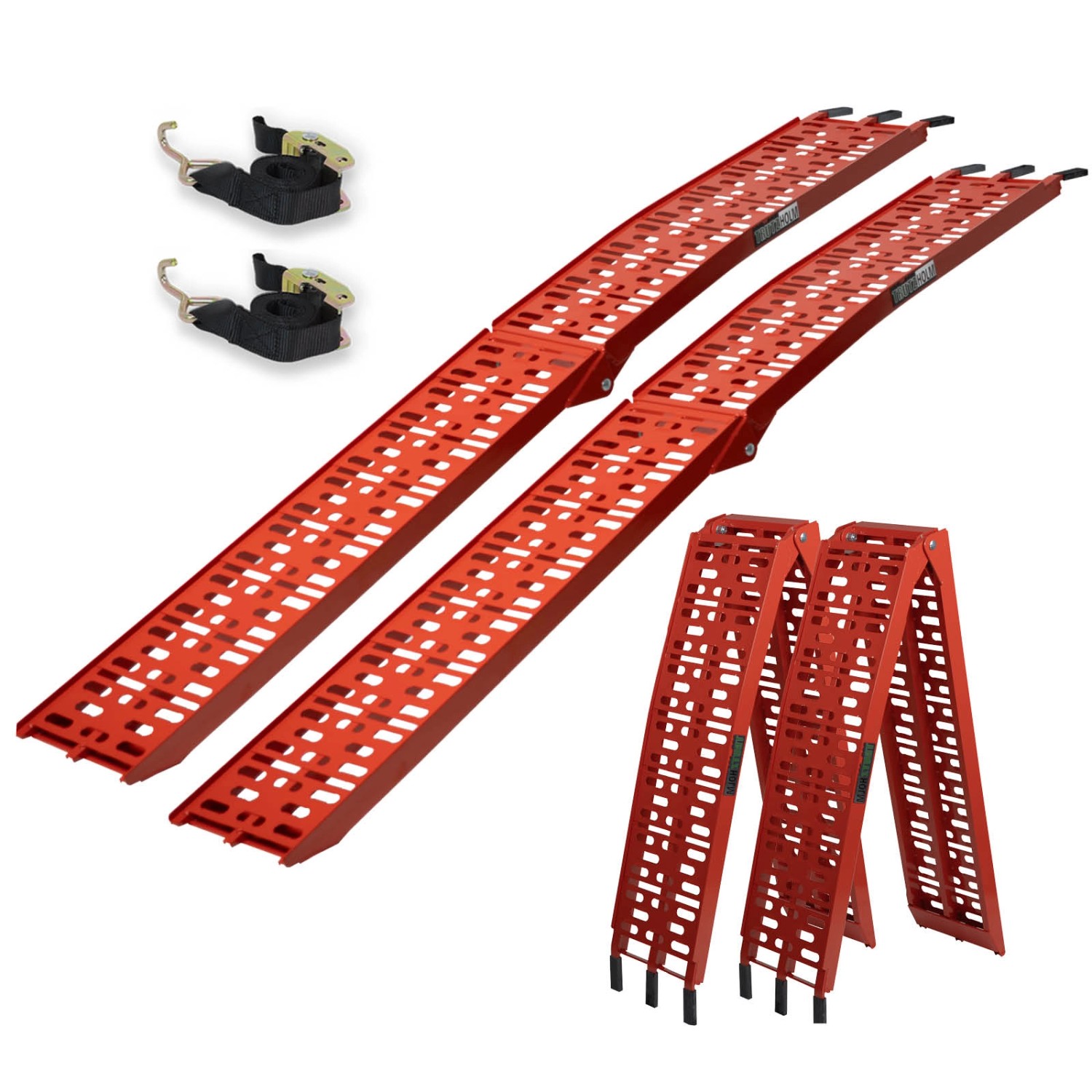 TRUTZHOLM 2 x Auffahrrampen Klappbar 228 cm Tragkraft 680 kg Rot