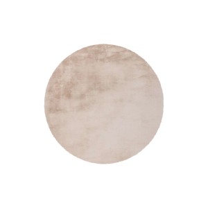 Runder, creme-farbener MeGusta Shaggy Teppich mit hohem Flor.