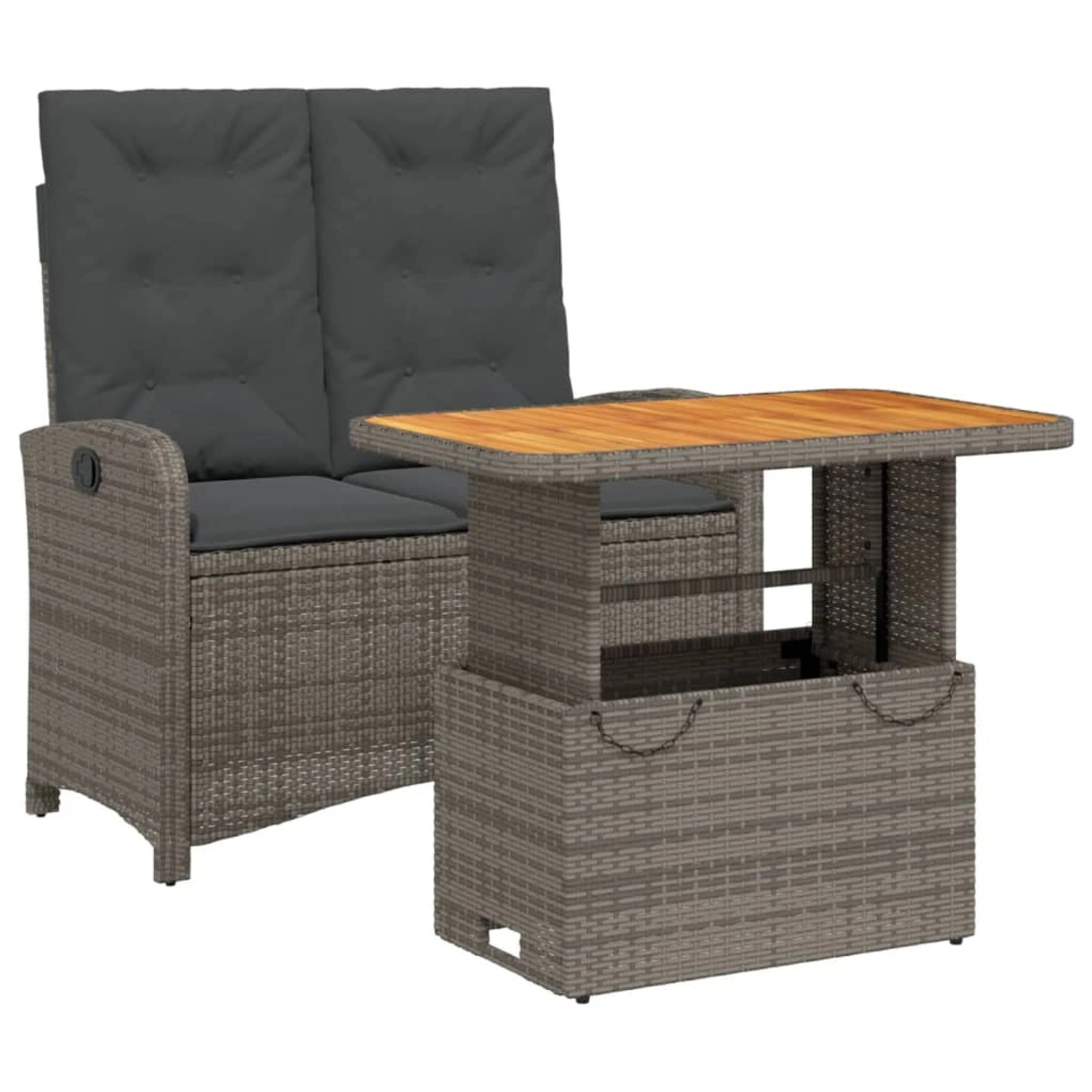 vidaXL 2-Tlg Garten-Essgruppe mit Kissen Grau Poly Rattan 3277346 günstig online kaufen