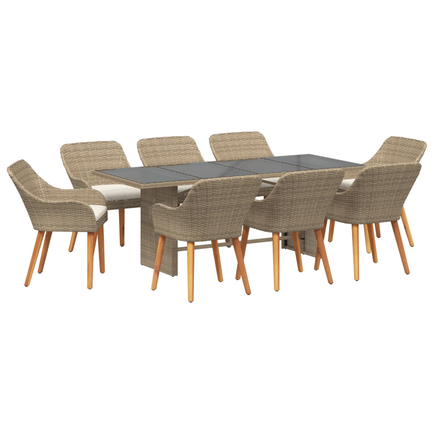 vidaXL 9-Teiliges Garten Esstisch Set Beige Poly Rattan 3261630 günstig online kaufen