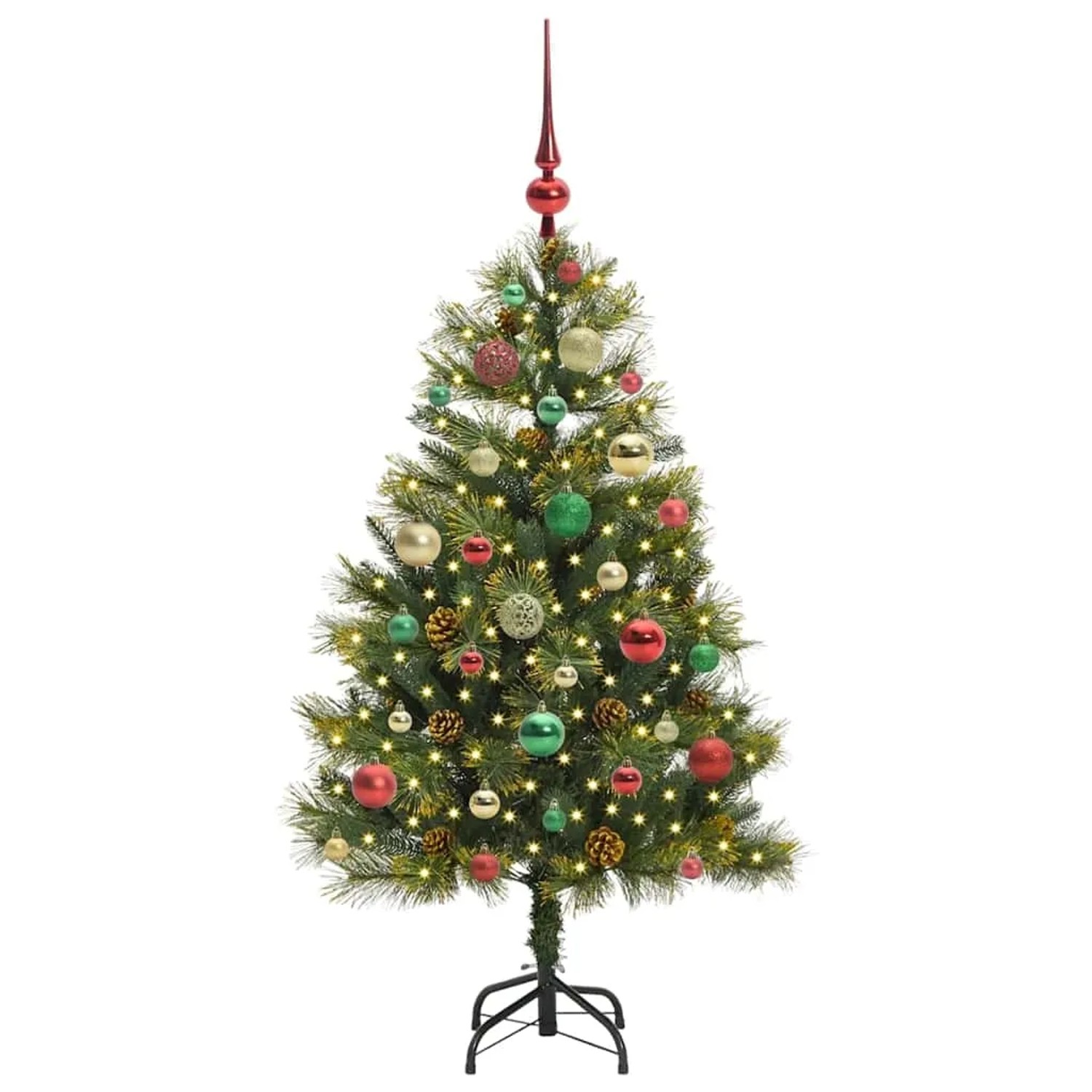 vidaXL Künstlicher Klapp-Weihnachtsbaum mit Tannenzapfen Grün 120 cm 3395079