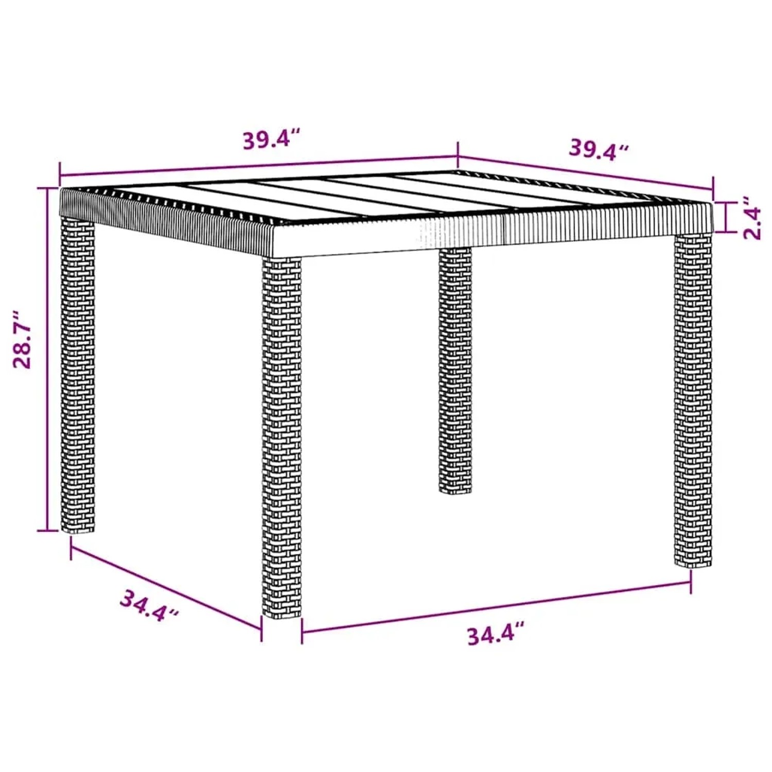 vidaXL Gartentisch Anthrazit 100 x 100 x 73 cm Poly-Rattan 871680_9