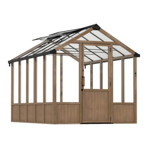 CANOPIA Gewächshaus Natura, 8,6 m², braun, mit Fundamentrahmen. Begehbares Gartenhaus für Pflanzenzucht.