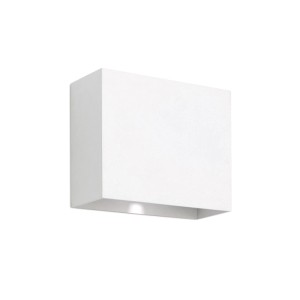 Weiße Orion LED Außen Wandleuchte, rechteckig, modernes Up- und Downlight Design, IP65 Schutz.