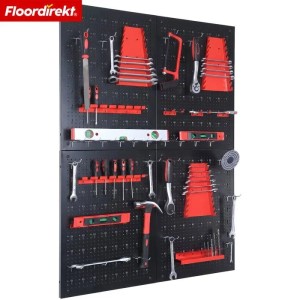 Floordirekt Werkzeugwand Parker, Lochwand Set mit Werkzeug und Halter in Schwarz und Rot.