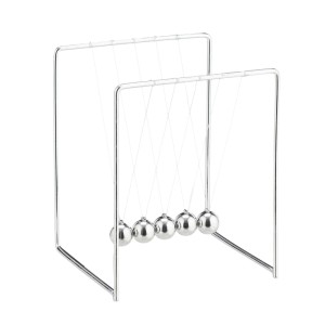 Relaxdays Newton Pendel Metall Silber Mit 5 Kugeln 13,5 cm x 11 cm x 10,5 cm 0,12 kg