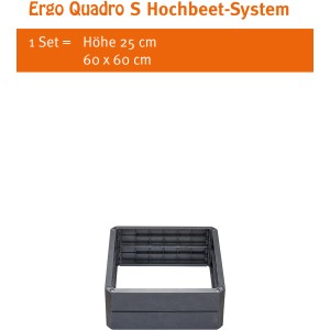 Garantia Hochbeet Ergo Quadro S Stone, Kunststoff-Hochbeet System, 60x60x25 cm.
