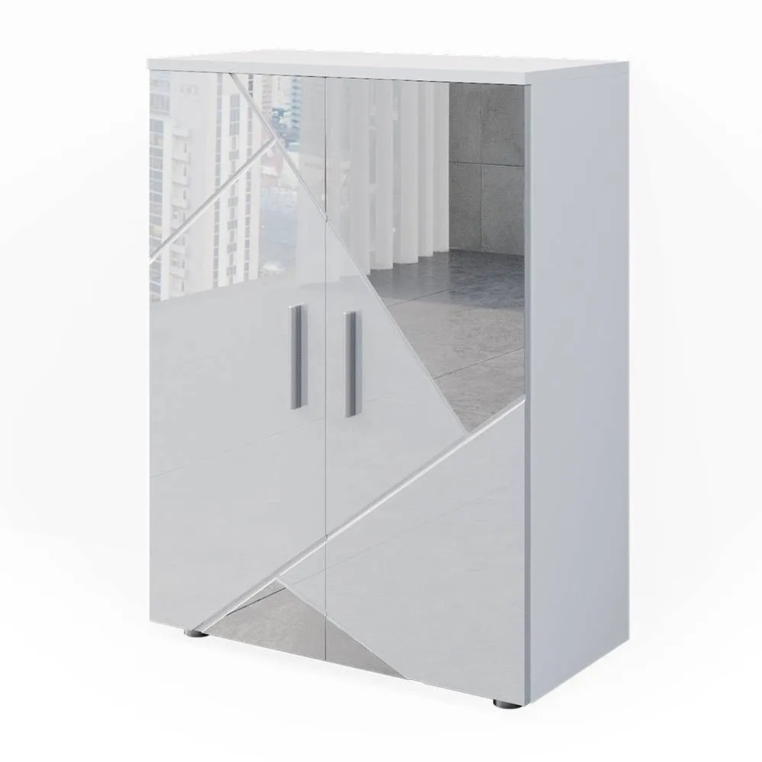 Vicco Midischrank Irma Weiß Hochglanz mit Einsätzen 60 x 81