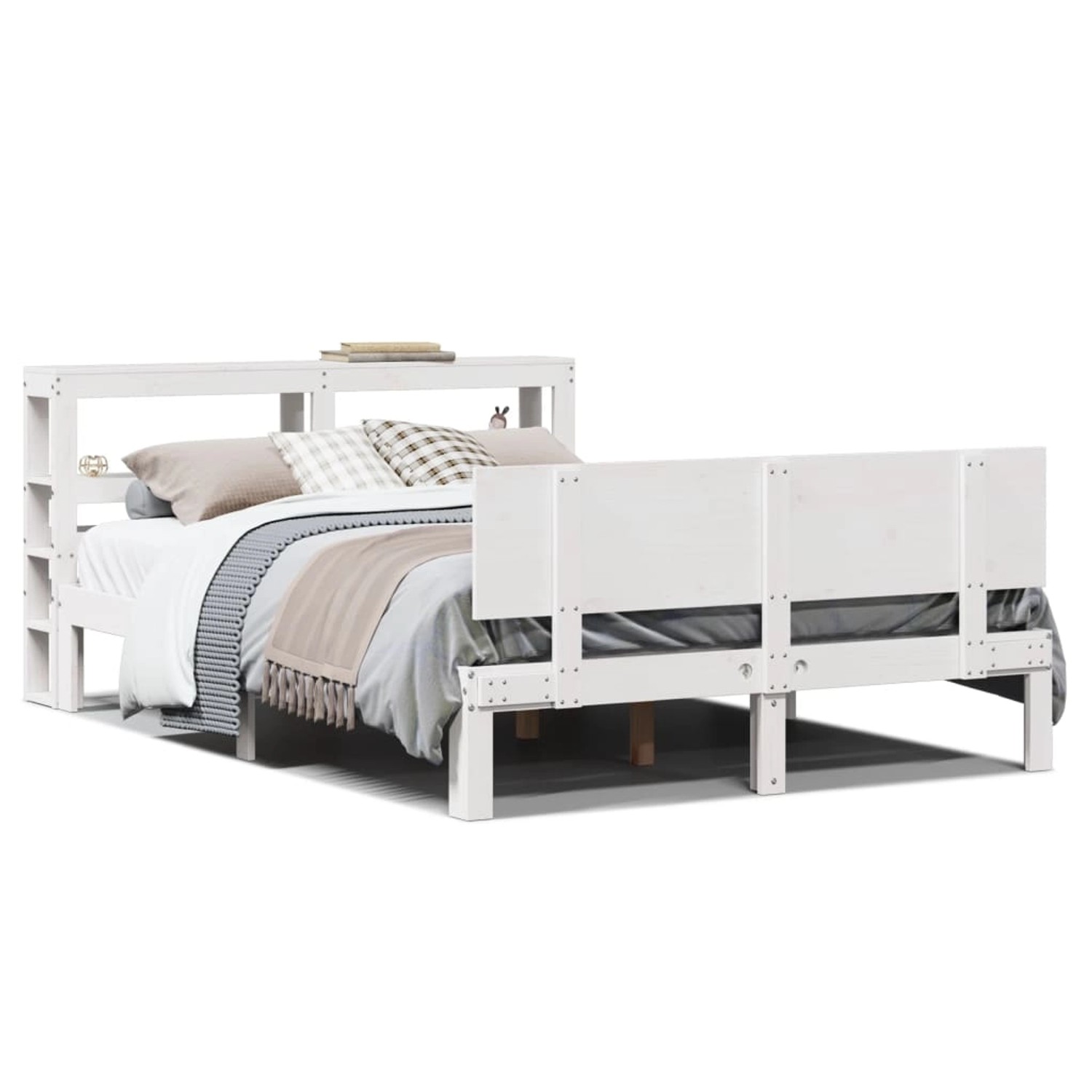 vidaXL Bettgestell mit Kopfteil ohne Matratze Weiß 140x190 cm 3306079 günstig online kaufen