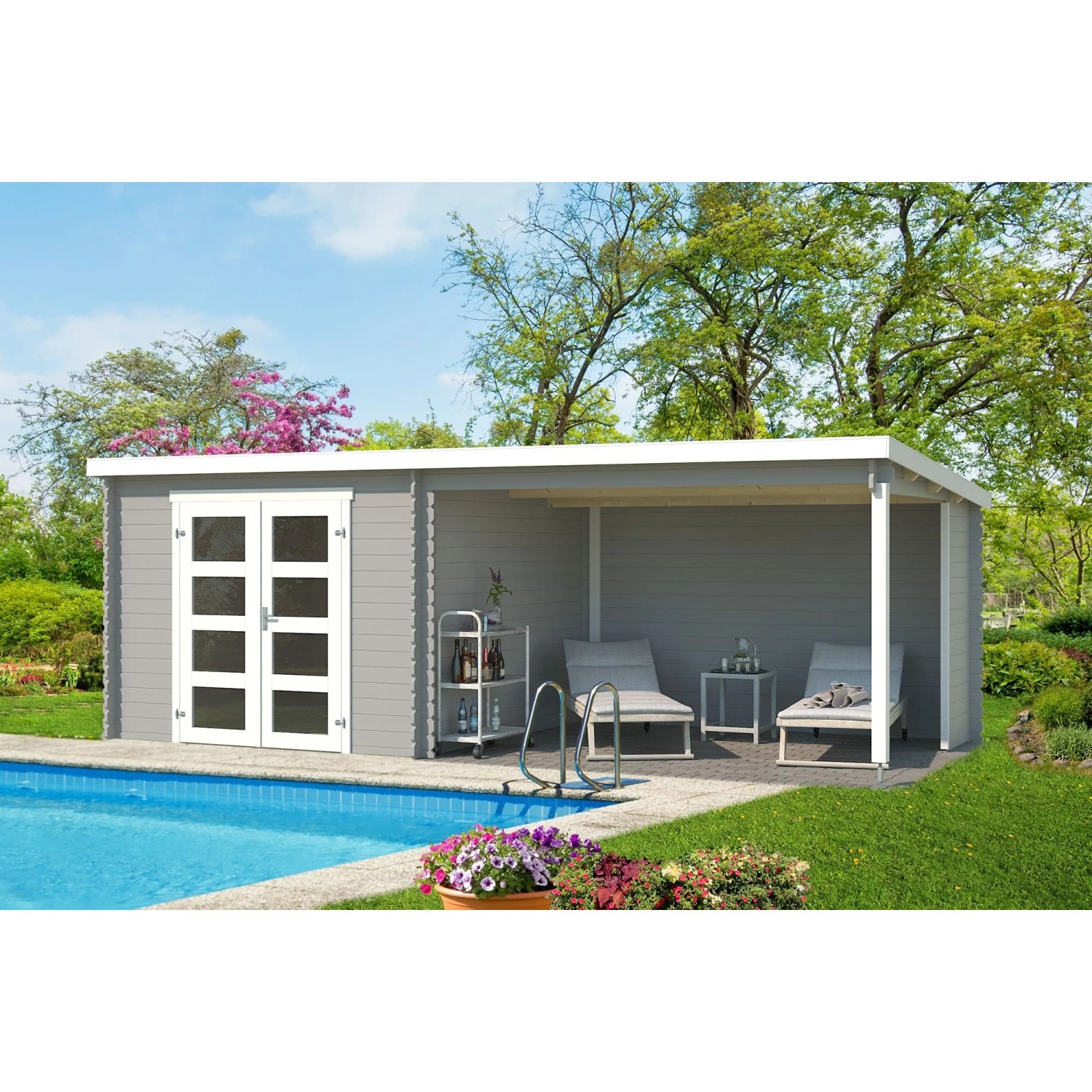 Lasita Gartenhaus Novia Plus 600 cm x 275 cm Lichtgrau