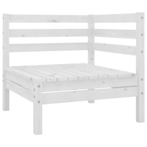 Weißes Gartenmöbel-Eckteil aus Kiefernholz, Teil eines Lounge-Sets.