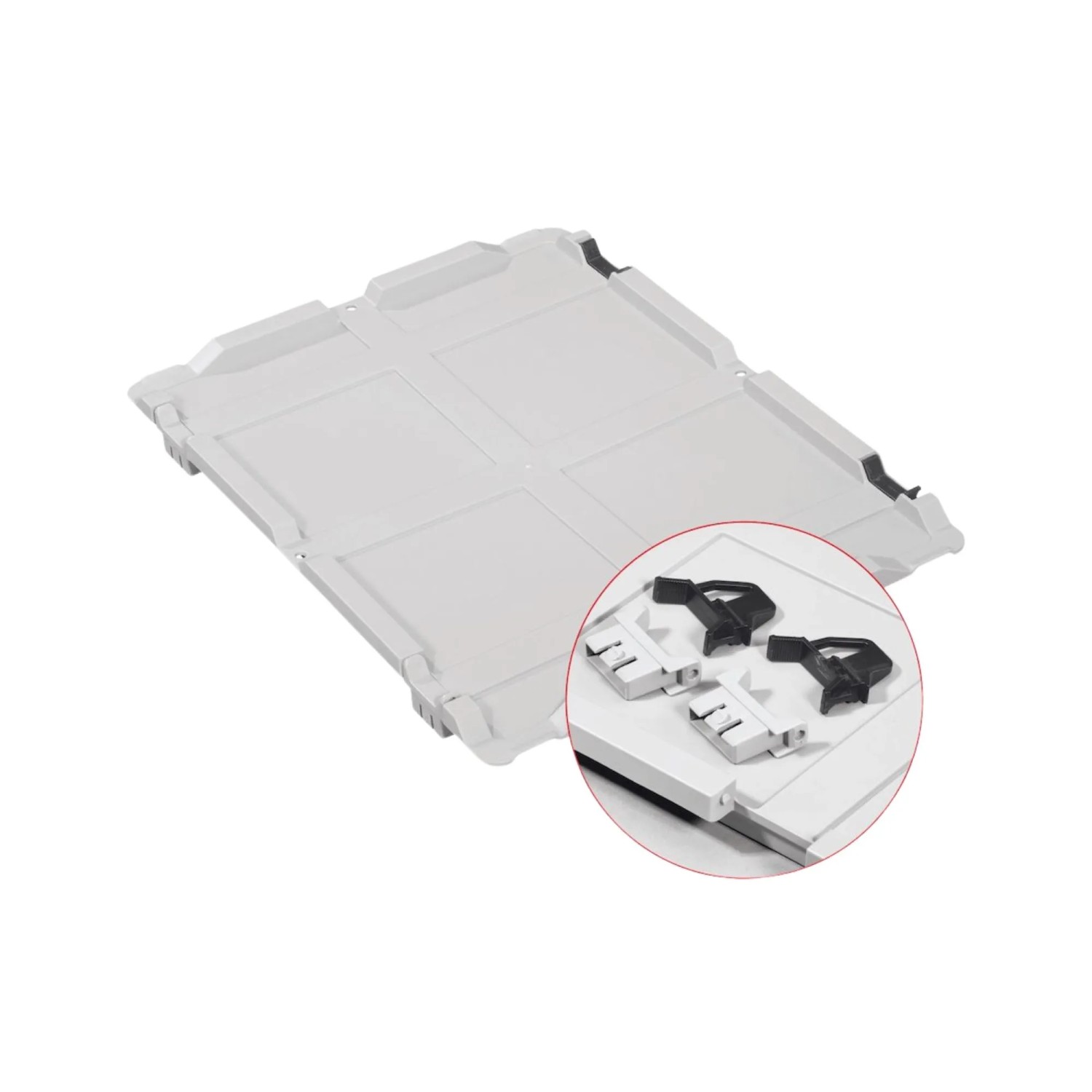 Graue PROREGAL Eurobox mit Scharnierdeckel, 11 Liter. Aufbewahrungsbox mit schwarzen Griffen.