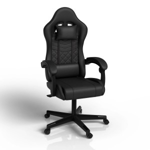 Schwarzer Juskys Gamingstuhl HyperSeat mit Nacken- und Rückenkissen.
