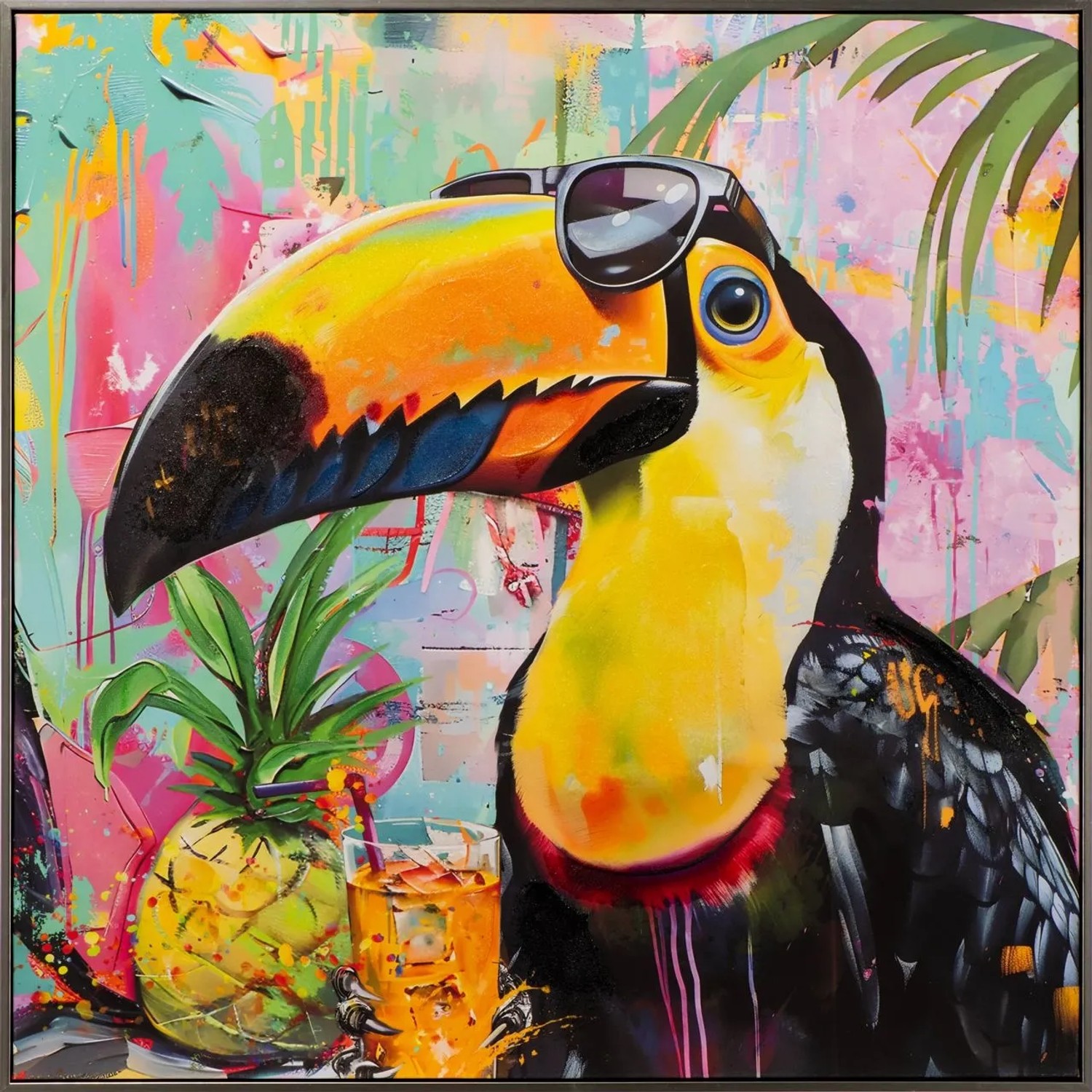 Art Universe Leinwandbild Karibischer Tukan 80 x 80 cm