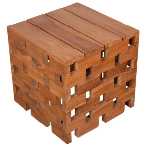 GarWoh Beistelltisch/Hocker Dunham aus Teakholz, quadratisch, für Garten und Terrasse.