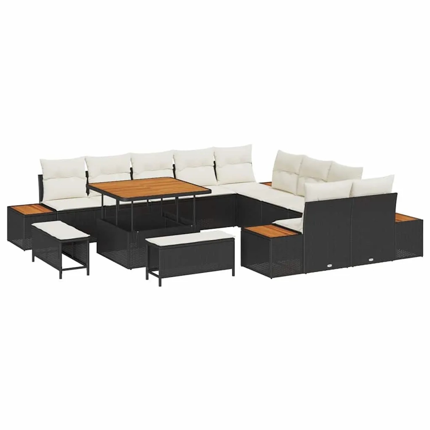 vidaXL Gartensofa-set mit Kissen 13-Tlg Schwarz Poly-Rattan 3364915 günstig online kaufen