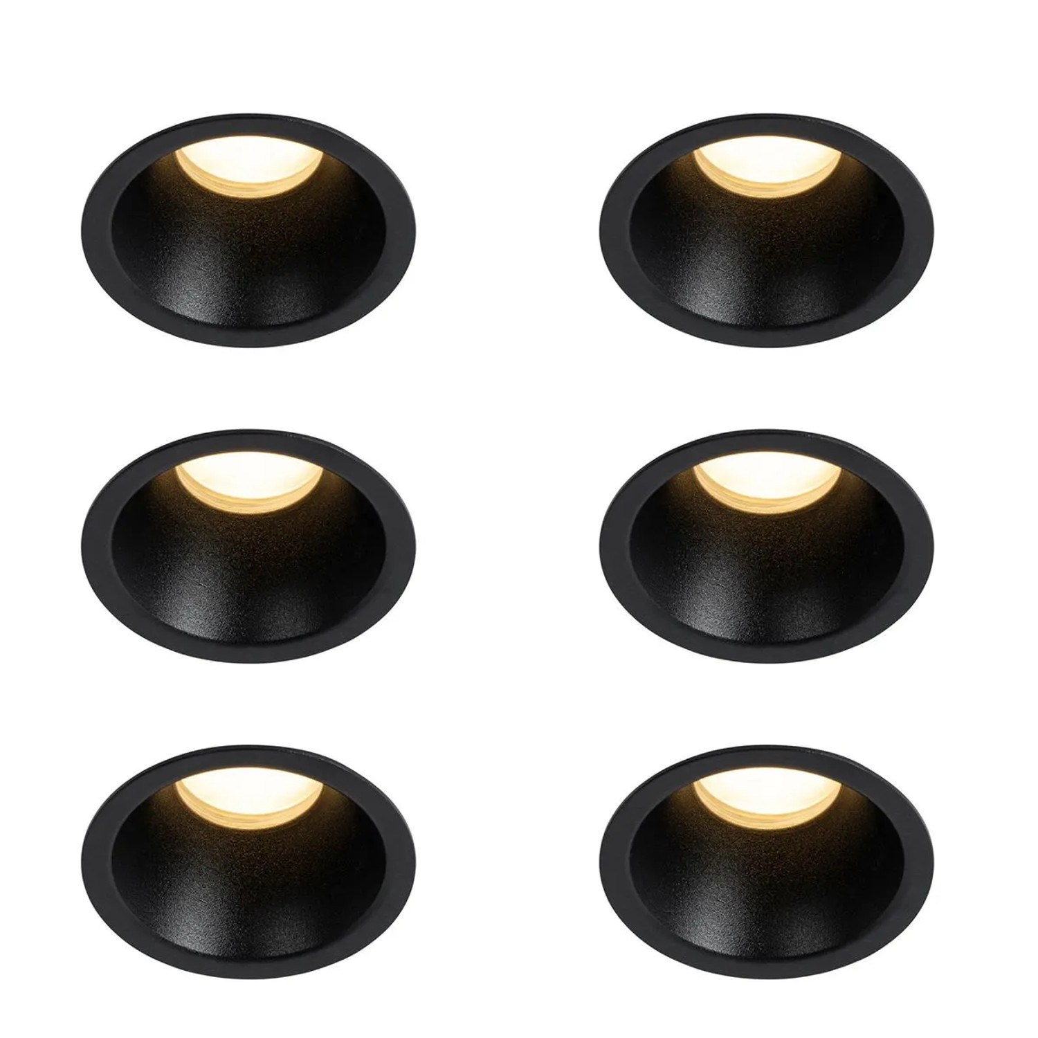 QAZQA Set mit 6 Schwarzen Einbauleuchten GU10 35 mm IP44 Dept