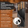 BLACK OAK Kaminbesteck VAIL, 4-teilig mit Ständer, Schaufel, Besen und Schürhaken. Schlankes, schwarzes Design.