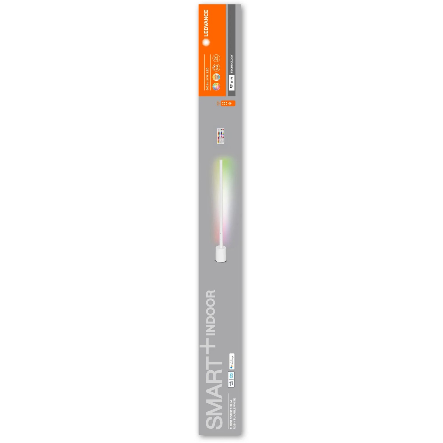 Verpackung der Ledvance Smart+ WiFi Stehleuchte Slim, 80 cm, weiße LED Lampe.