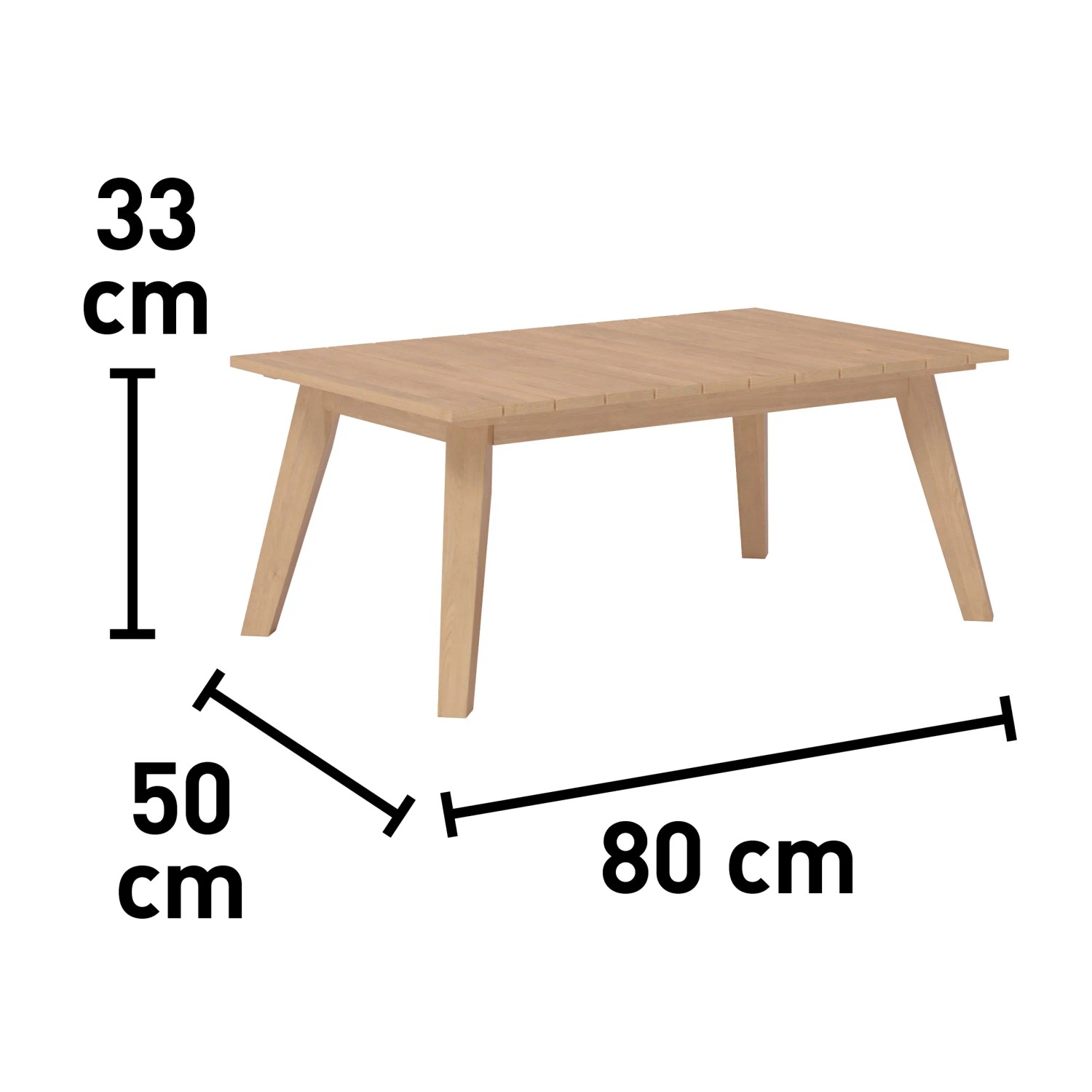 Tisch des Lounge-Sets Junee, Akazienholz, 80x50x33 cm, Teil der Lounge-Gartenmöbel.