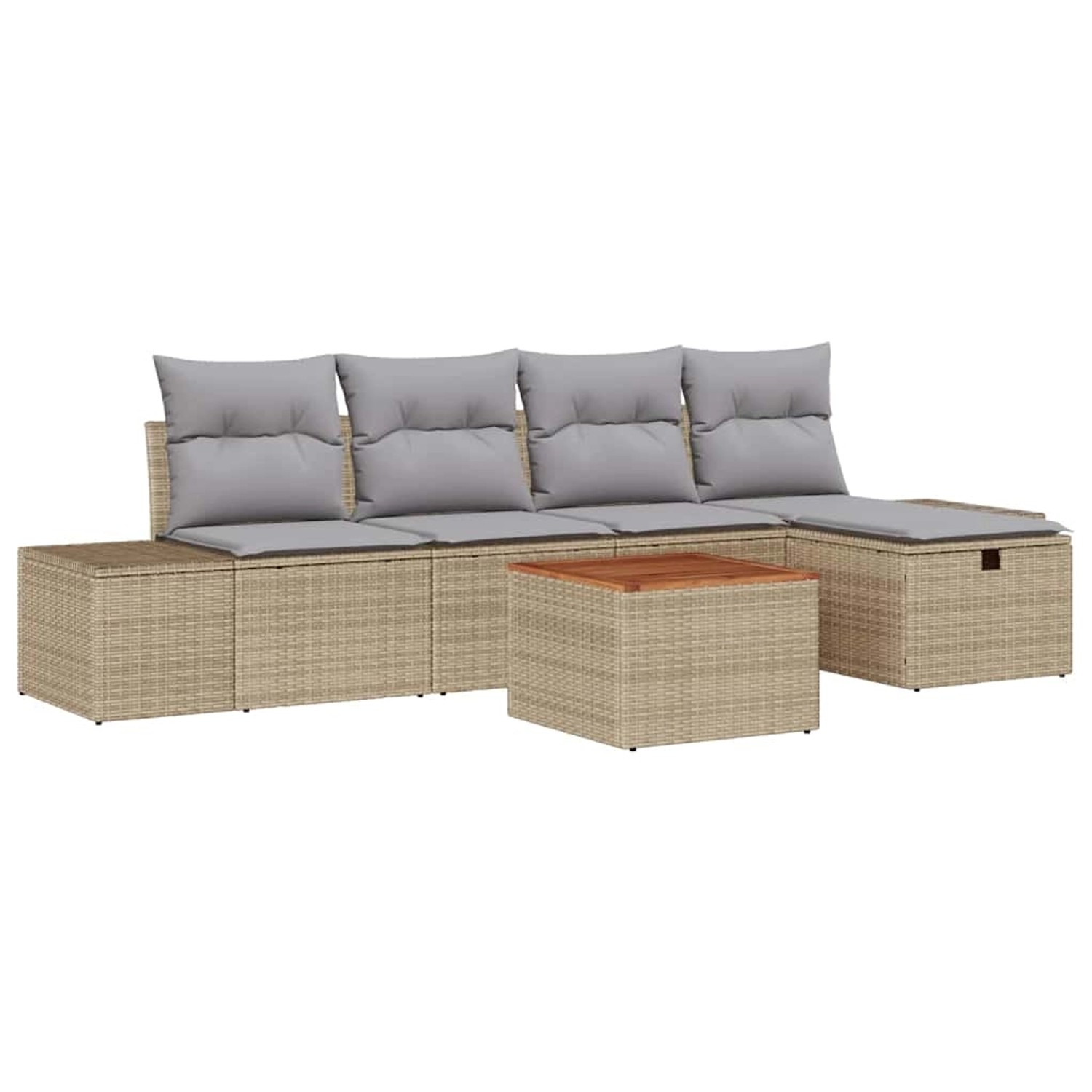 vidaXL Garten-Sofa-Set mit Kissen mit Speicher 6-Tlg Beige Poly Rattan 3359 günstig online kaufen
