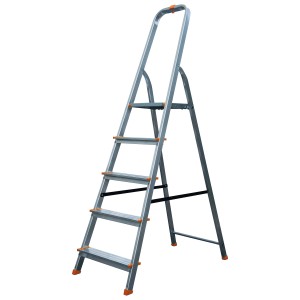 Bayersystem Aluminiumleiter mit 5 Stufen, bis 150 kg belastbar. Ideal für Heimwerker.
