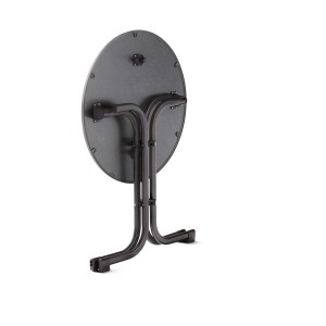 Grauer Sieger Klapptisch 207/G, rund, Ø 70 cm, zusammengeklappt, ideal für Balkon oder Terrasse.