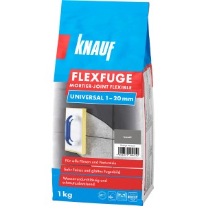 Knauf Flexfuge Universal Basalt 1 kg, flexible Fugenmasse für Fliesen und Naturstein.