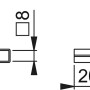 Technische Zeichnung der AnsaPro Verstärkungshülse 8x8x20 mm für Türbeschläge.