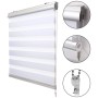 Weißes Sol Royal Doppelrollo mit Alu-Kassette und Seitenzugkette. Klemmfix-Montage für Fenster, idealer Sicht- & Blendschutz.