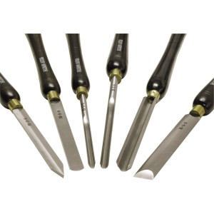 Holzmann Drechselsatz H6TLG, 6-teilig. Werkzeug mit Holzgriffen und Stahlklingen für Drehmaschinen.