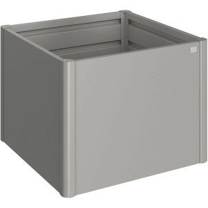 Biohort Hochbeet aus Metall, Quarzgrau-Metallic, 102x102x77cm. Kleines, quadratisches Beet für Garten und Balkon.