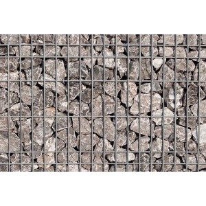 Scherf Fertig-Gabione mit grau-weißem Marmorbruch, 100x100x50 cm, für Mauersysteme.