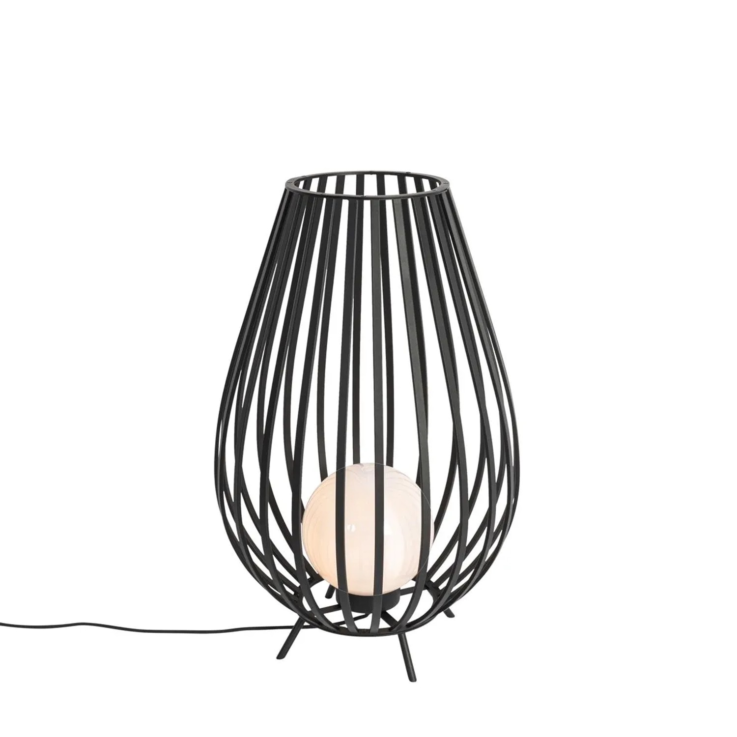 QAZQA Design-Stehleuchte Schwarz mit Opal 70 cm IP44 Angela