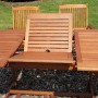 7-teilige Gartenmöbel-Gruppe Stockholm aus Eukalyptusholz mit Ausziehtisch und Hochlehnern.